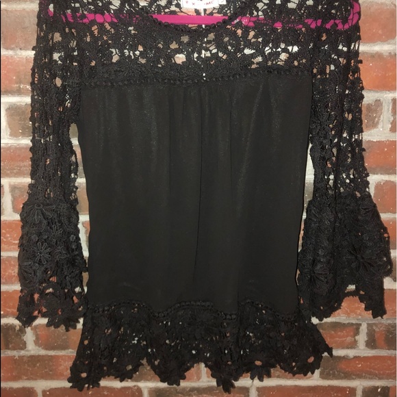 SEXY LACE BOHO TOP❤️ Black BNWT Ladies Size Medium - Picture 7 of 8